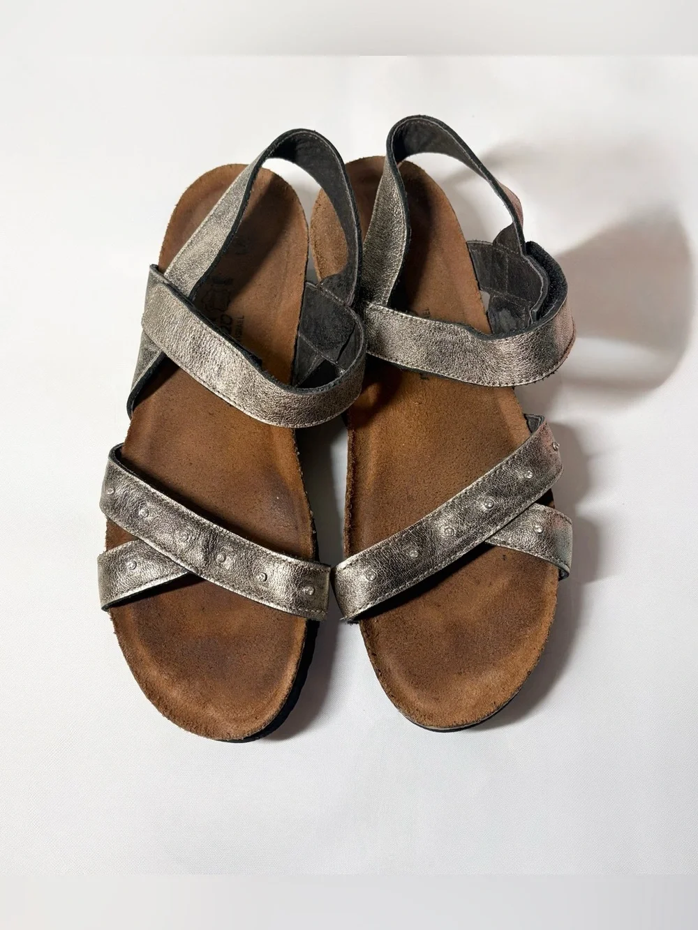 Naot Alyssa Metallic Leather Studded Adjustable Strap Comfort Sandals Size EU 38